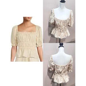 Antonio Melani Crop Peplum Blouse Women’s Large Angel Sateen Cottagecore Western